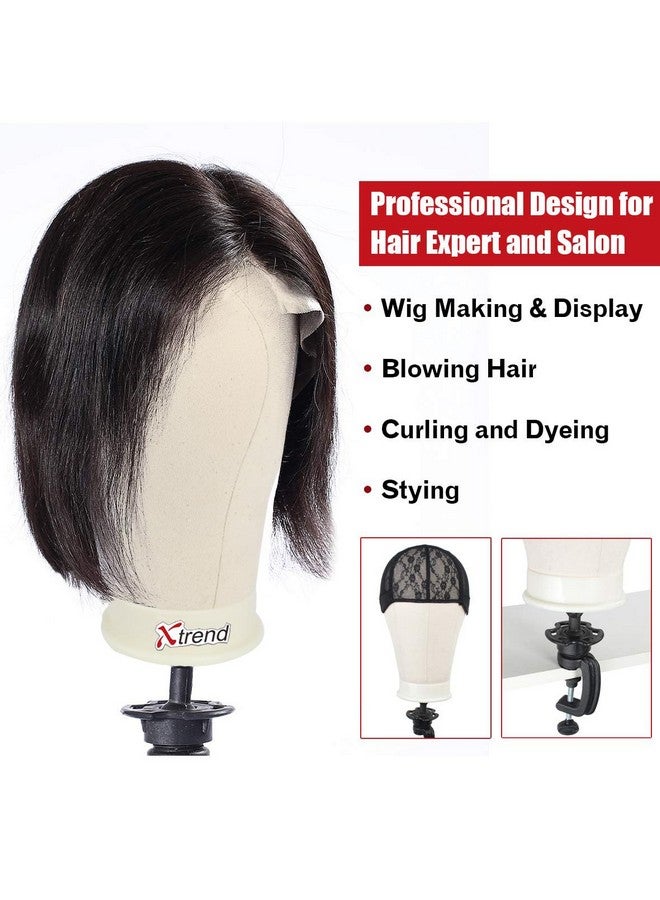 إكستريند رأس شعر مستعار من القماش من XTREND مقاس 21-24 بوصة لصنع خصلات الشعر/الشعر المستعار/وصلات الشعر، صنع عرض وتصفيف الشعر، رأس مانيكان مع مجموعة حامل شعر مستعار، إكسسوارات شعر برأس مانيكان من القماش مقاس 22 بوصة - Image 2