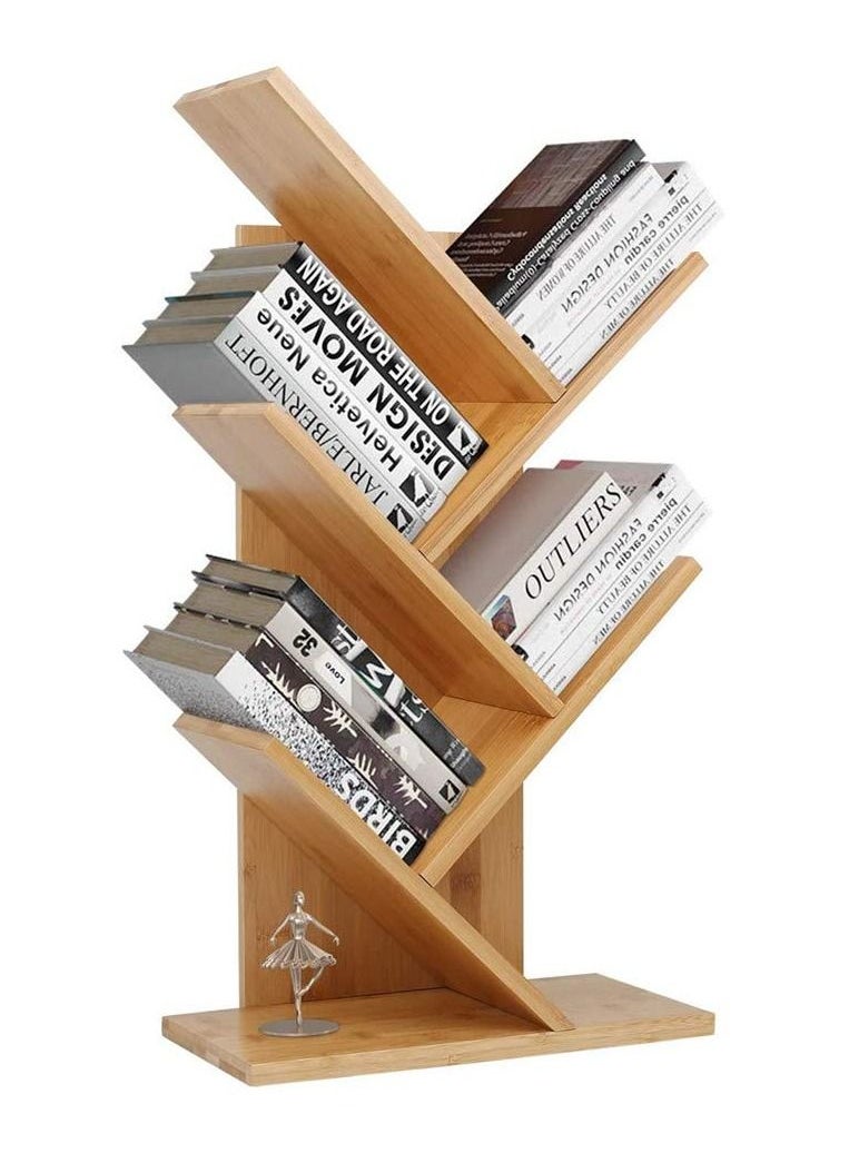 XiuWoo - 5-Shelf Tree Shape Desk Bookcase Wooden Display Shelf Storage Rack - Image 1