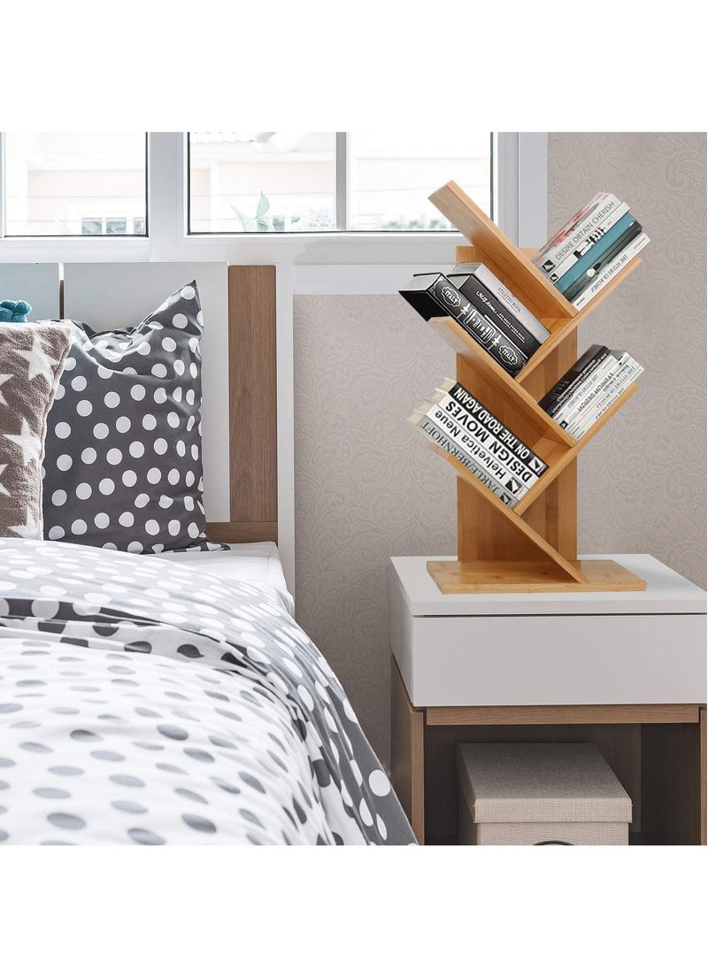 XiuWoo - 5-Shelf Tree Shape Desk Bookcase Wooden Display Shelf Storage Rack - Image 1