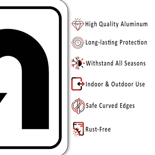 Work House Signs U-Turn Right Arrow Aluminum Composite Outdoor Sign - Right Turn Only - 8.5" X10" - Image 4
