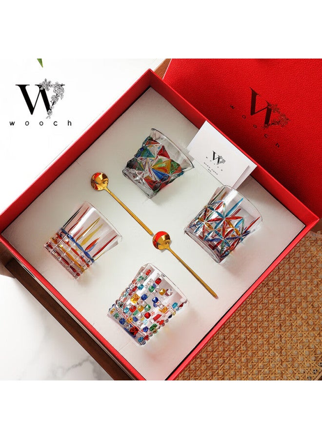 Wooch High-value Painted Gemstone Glass Cup Set, Couple Gift Box, Wedding Gift, New Couple Souvenir, Housewarming Present - Image 1
