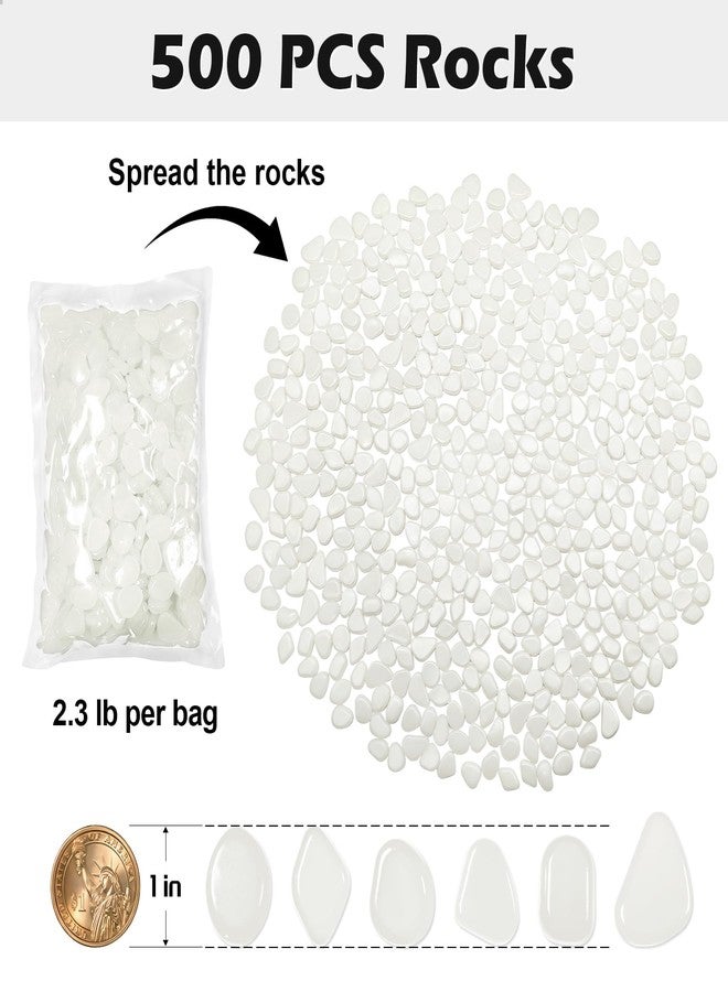 NAMTSO Glow in The Dark Rocks Outdoor, 500 pcs White Solar Rocks for Landscaping, Outdoor Decor Glow in The Dark Stones, Glowing Pebbles for Garden Backyard Patio Lawn Path, Powered by Sunlight - Image 2