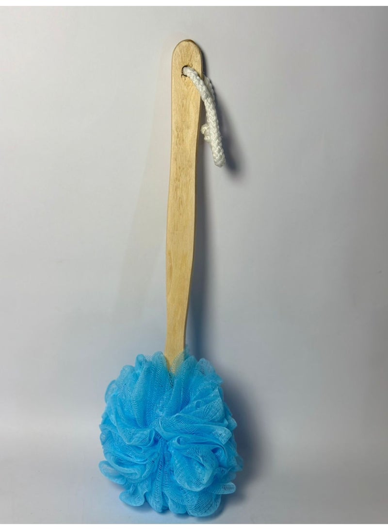 إسفنجة لوفا لتنظيف الظهر، إسفنجة استحمام بمقبض خشبي طويل، فرشاة استحمام لوفا، غسالة تنظيف خلفية ناعمة من النايلون، ليفة تقشير للرجال والنساء على عصا للجسم - قطعة واحدة - متعدد الألوان - Image 1