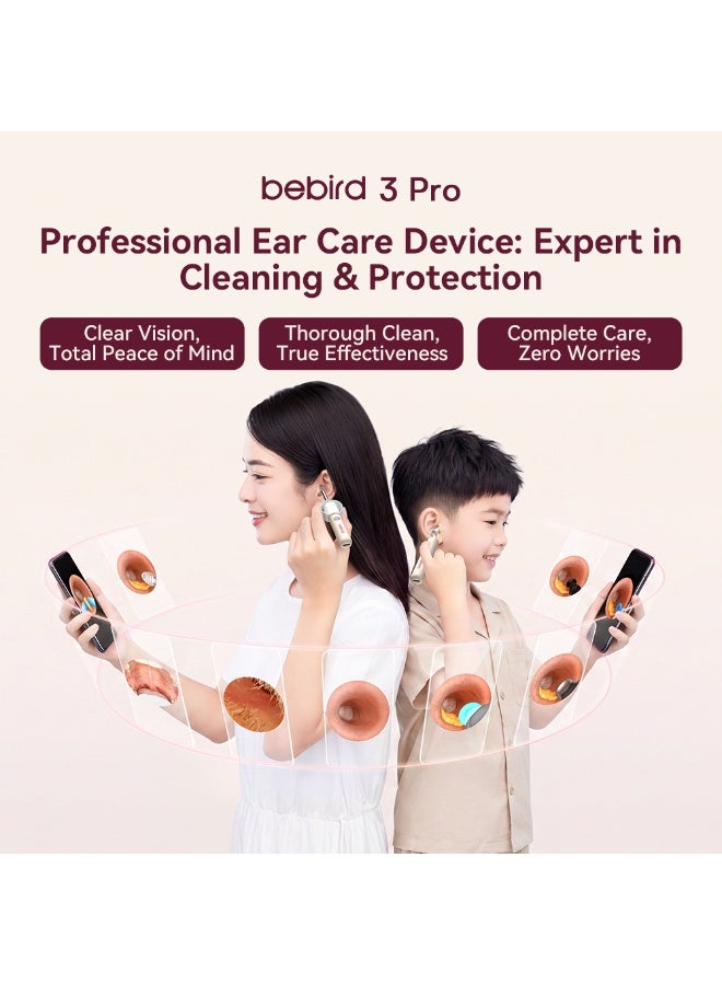 بيبيرد جهاز تنظيف الأذن الذكي Bebird EarSight Pro باللون الذهبي الوردي مزود بملقط مدمج يعمل بمحرك وكاميرا منظار أذن عالية الدقة 10 ميجابكسل وقاعدة شحن مغناطيسية - Image 2