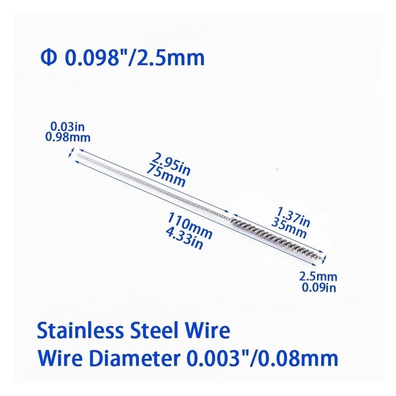 Wire Tube Brushes Φ1.5-10mm DIY Drill Brushes Stainless Steel Wire Bore Brush for Inner Diameter Deburring Polishing Cleaing Rust Removal(Diameter 2.5mm) - Image 2