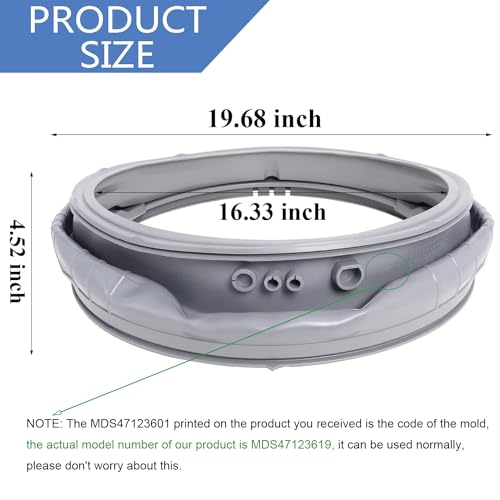 Wadoy MDS47123619 Door Gasket Compatibile with LG Front-Load Washing Machines WM3270CW WM3270CW/00 WM3500CW/00 WM3670HVA/01 WM3700HVA/00, Door Boot Seal with 383EER4001A Washer Spring Expansion Removal Tool - Image 3