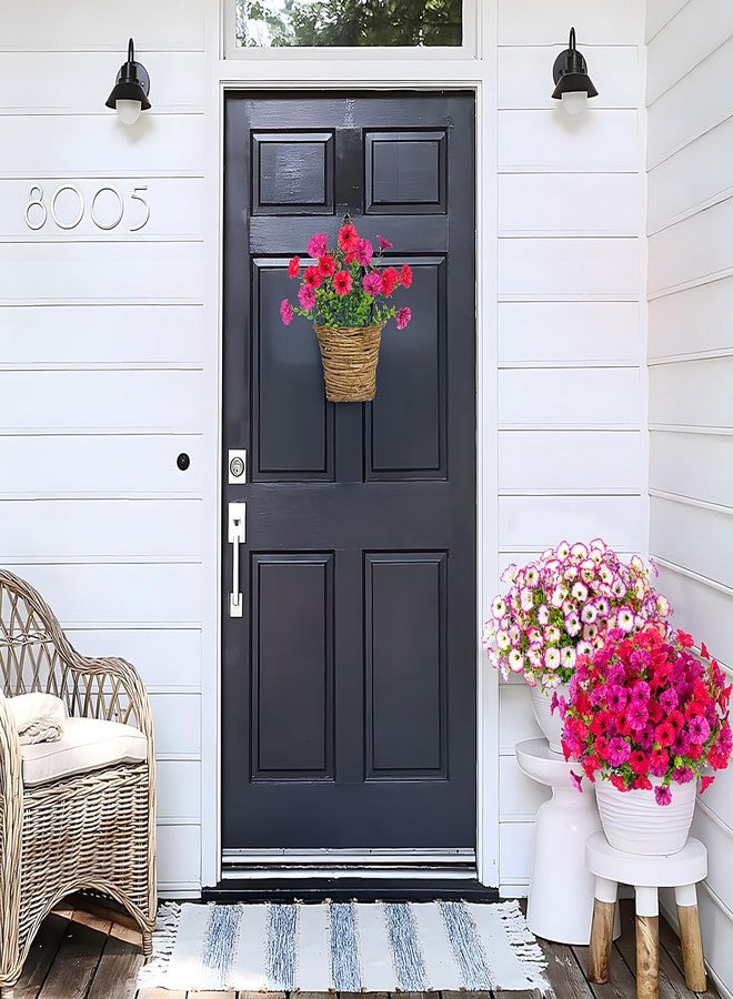 Hrobek Artificial Flowers for Outdoor Spring Summer Decoration, 10 Bundles Fake Plastic Flower Plant, Faux Colorful Silk Morning Glory Eucalyptus for Outside Indoor Garden Porch Front Door Decor, Rose Purple - Image 5