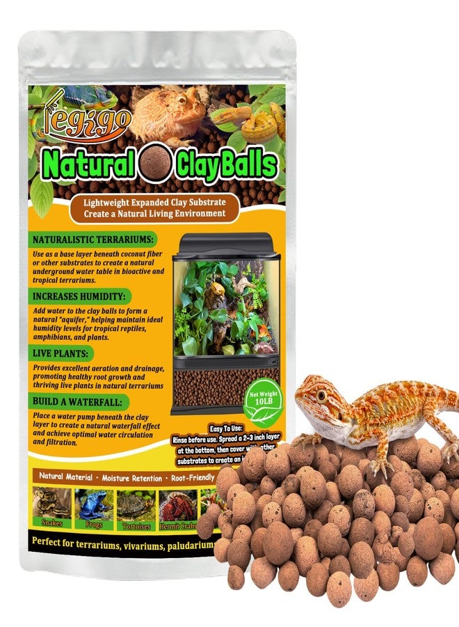 Legigo 10LBS Leca Balls Terrarium Substrate for Reptiles, Organic Lightweight Clay Pebbles Drainage Layer Substrate for Bioactive Terrarium, Expanded Clay Balls Hydro Balls for Reptiles Tank, Plants - Image 1