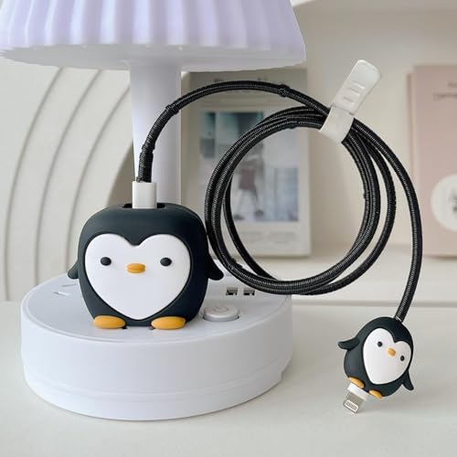 INEFABLE 25W Charger Protector for Samsung, Protective Silicone Case Cover 25W Power Adapter Charger with Wire Saver - Pack of 1 (Penguin) - Image 1