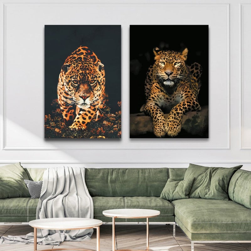 Marktna double canvas painting with a tiger design - Image 1