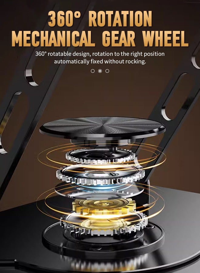 360° Rotating Laptop Holder Aluminum Alloy Tablet Stand Foldable Computer Mount Adjustable Stable Heat Dissipation Ergonomic Portable Storage Compatible with 10-13 Inch Tablet Laptop - Image 5