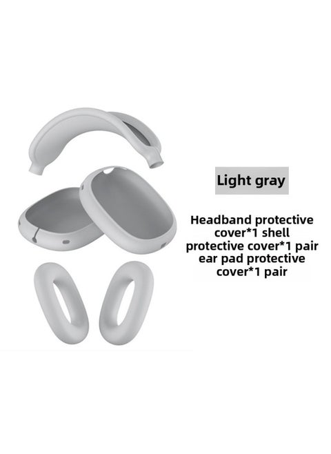 Suitable For Apple Headphone Case Airpods Max Protective Case Head-Mounted Earphone Case Silicone Protective Cover Case-Color:Max Light Gray 3-piece Set (shell Set * 1 Pair Beam Set * 1 Ear Cushion Set * 1 Pair)-Applicable Model:AirPodsMax