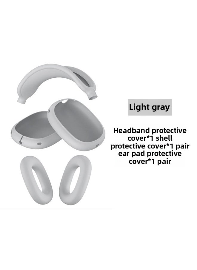 Suitable For Apple Headphone Case Airpods Max Protective Case Head-Mounted Earphone Case Silicone Protective Cover Case-Color:Max Light Gray 3-piece Set (shell Set * 1 Pair Beam Set * 1 Ear Cushion Set * 1 Pair)-Applicable Model:AirPodsMax