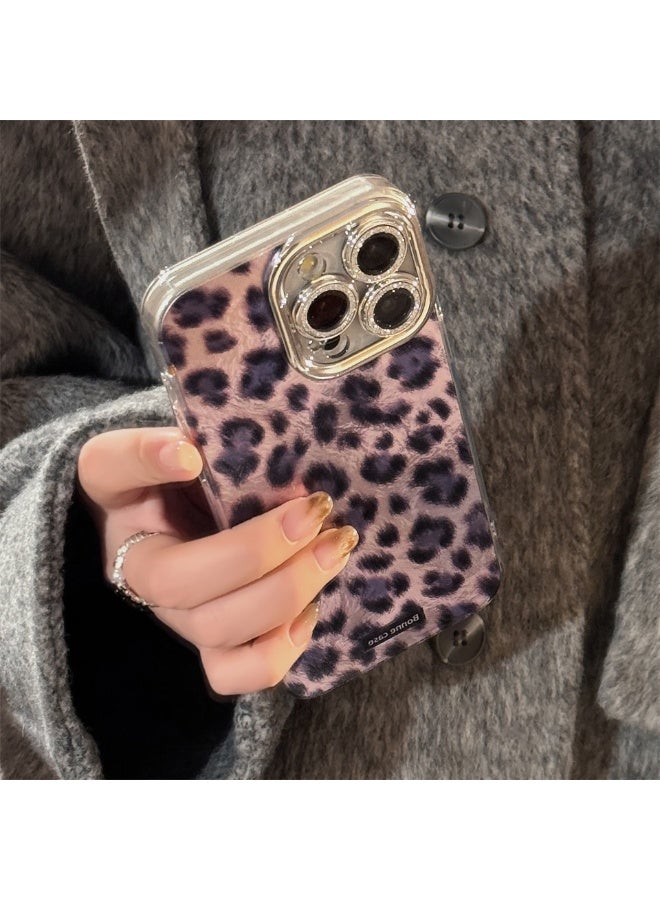 NIBEMINENT Hot Girl With Leopard Print Pattern Protective TPU Case Cover For iPhone 15 Plus, Purple/Black
