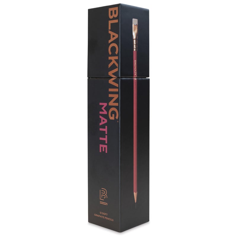 Blackwing Matte Pencils - 12 Count, Red Finish, 3B Soft Lead, Premium Wood, Japanese Graphite, Great for Drawing - Image 1