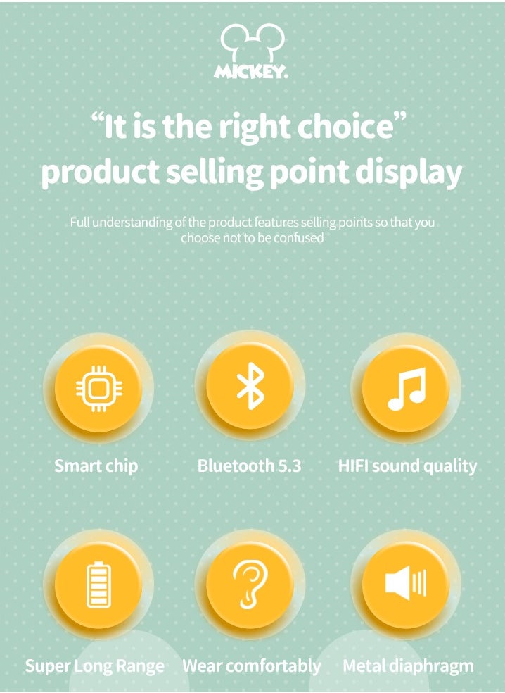Generic - Disney True Wireless HiFi TWS Earbuds, DBC HD Audio, Bluetooth 5.3, 13mm Dynamic Bass, 360° Surround Sound, Lightweight Design, White - Image 1