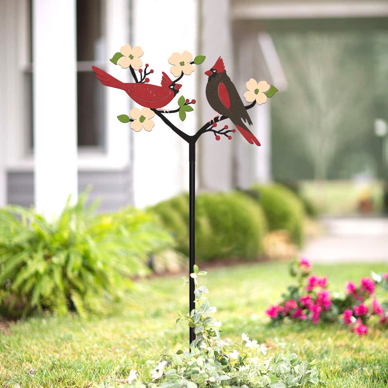 Tuitessine Tuitessine Cardinal Decor Spring Red Cardinals Yard Sign Stake Metal Bird Decorative Garden Stakes Lawn Outdoor Decorations for Front Backyard Spring Birthday Gift for Mom Women Friends Family
