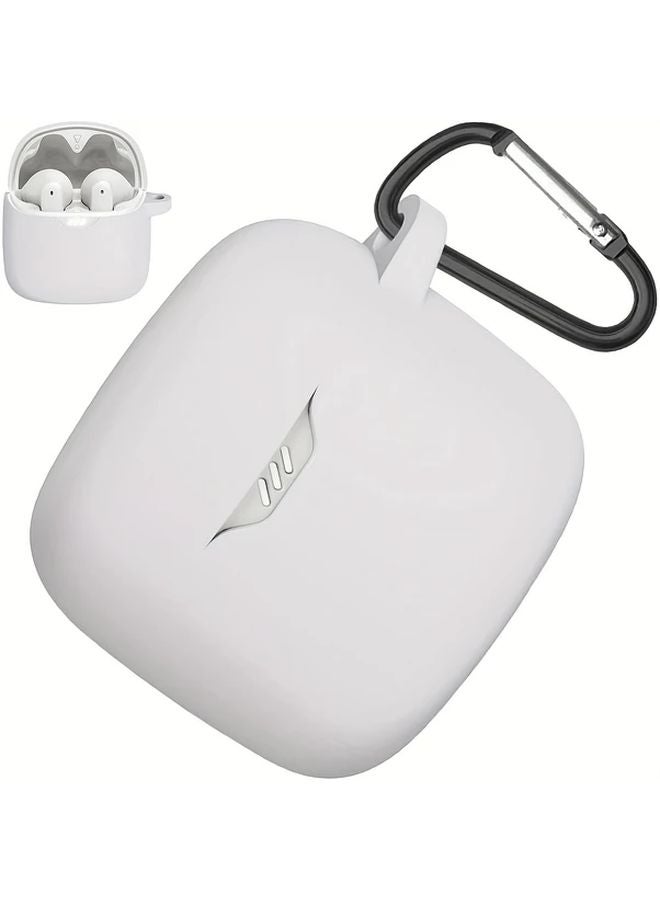 حالة واقية لسماعات الأذن JBL TUNE FLEX باللون الأبيض مع غطاء صدمات مجاني مزود بخطاف - Image 1