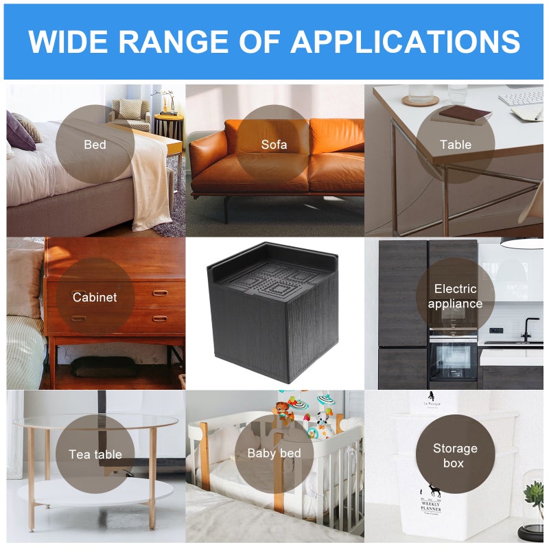 8 pcs Furniture Risers Rubber Bed Risers Table Chair Height Lift Riser - Image 2
