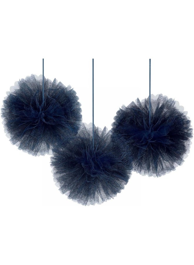 Amscan Navy Bride Deluxe Fluffy Tulle Decorations 12in, 3pcs