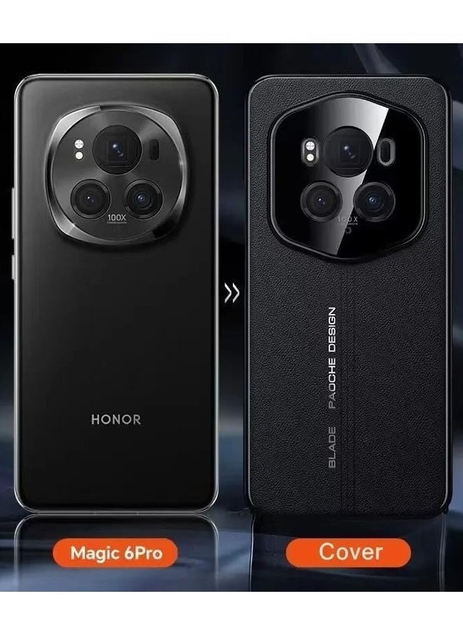 general Case Compatible with Honor Magic 6 Pro Case Luxury Leather Plating Bumper Shockproof Cover Full Lens Protecion Case for Honor Magic6 Pro - Image 1