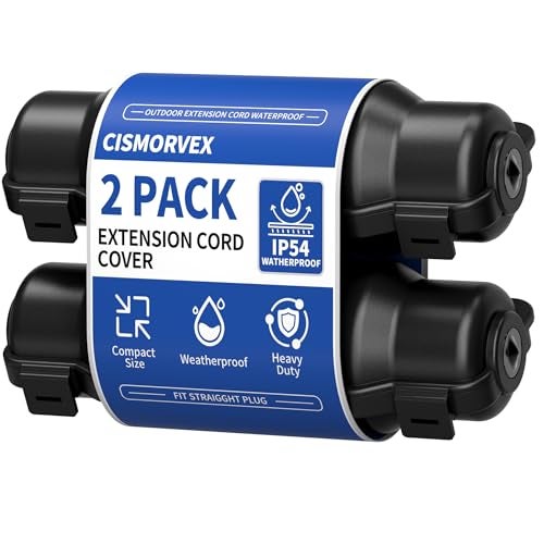 Cismorvex 2 Pack Outdoor Extension Cord Safety Cover with Waterproof Seal IP54 Water-Resistant, Weatherproof Electrical Connection Box with 2 Latches, Plug, Socket, Holiday Decoration Light, Black - Image 1