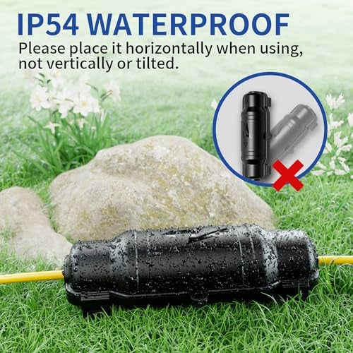 Cismorvex 2 Pack Outdoor Extension Cord Safety Cover with Waterproof Seal IP54 Water-Resistant, Weatherproof Electrical Connection Box with 2 Latches, Plug, Socket, Holiday Decoration Light, Black - Image 5