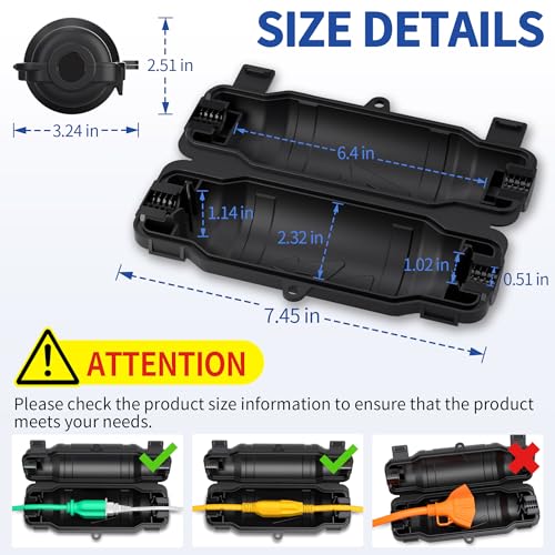 Cismorvex 2 Pack Outdoor Extension Cord Safety Cover with Waterproof Seal IP54 Water-Resistant, Weatherproof Electrical Connection Box with 2 Latches, Plug, Socket, Holiday Decoration Light, Black - Image 2