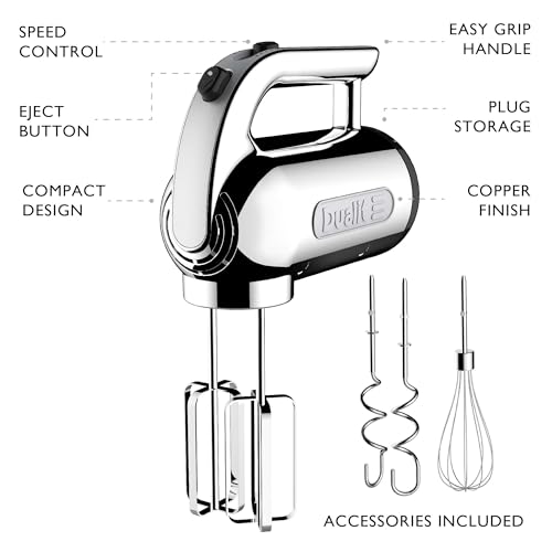 Dualit Hand Mixer - 300W- Strong Grip Handle - Attachments Included - Integral Plug Storage - 4 Speed Settings - Repairable gears - Flat Beaters, Dough Hooks, Balloon Whisk - Image 5