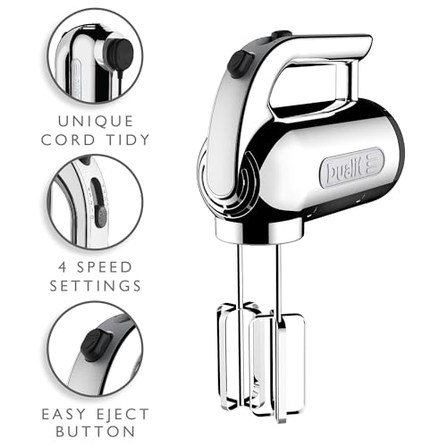 Dualit Hand Mixer - 300W- Strong Grip Handle - Attachments Included - Integral Plug Storage - 4 Speed Settings - Repairable gears - Flat Beaters, Dough Hooks, Balloon Whisk - Image 2
