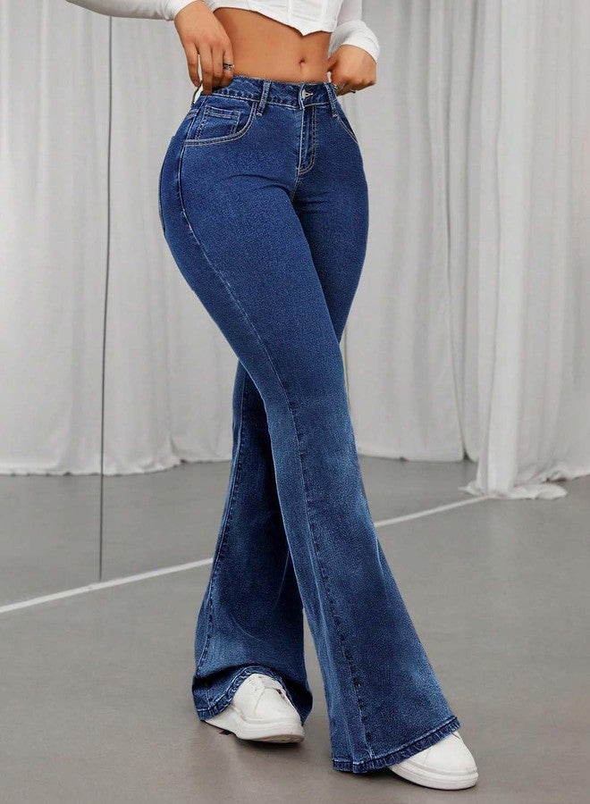 KOTTY Women's Solid Incremental Blue Fit and Flared Jeans(Blue,L)-KTTLADIESJEANS3096L - Image 3