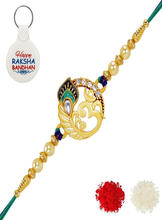 مشاريع ريديكا Riddhika Ventures Religious Meenakari Peacock وOm Rakhi مع رولي شوال وبطاقة التهنئة (P3K) - Image 1