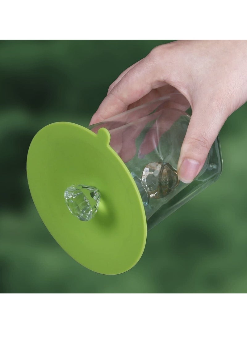 Excefore Silicone Cup Lids Creative Diamond Flexible Mug Cover Anti-dust Airtight Seal Cup Cover Heat Resistant Silicone Drink Hot Cup Lids in Bright Colors  - Image 2