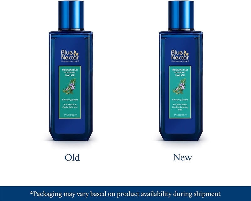 Blue Nectar Rosemary Oil for Hair Growth with Bhringraj Oil for Hair | Natural Alternate for Redensyl | Non- Sticky Ayurvedic Hair Oil with Amla Hair Oil (9 Herbs, 100ml) - Image 2