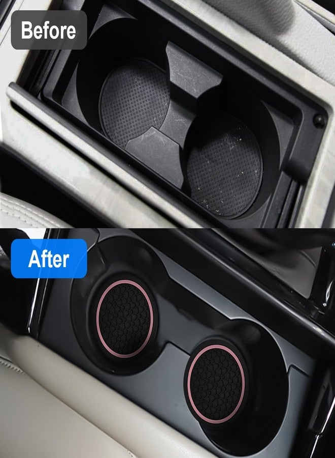 Mandark 4PCS Car Cup Holder Coasters, 2.75 Inch Non-Slip Insert Water Bottle Holder Pads, Dustproof Automotive Interior Accessories Mat, Universal for Vehicles, Trucks, RVs and More（Black/Pink） - Image 3