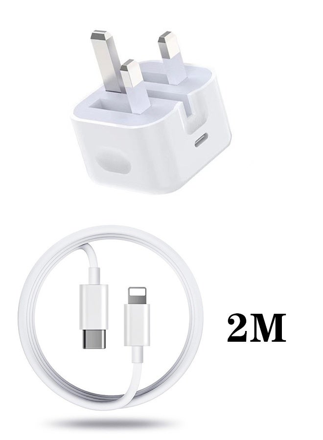 سيستار محول طاقة USB-C ثلاثي الأطراف بقوة 20 وات (لشواحن iPhone) - يأتي مع كابل بيانات بطول 2 متر - Image 1