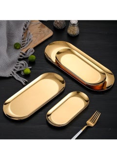 4 Golden Rectangular Serving Tray Different Sizes