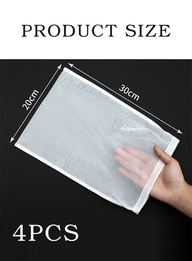اتش اس 4 قطع من أكياس تصفية حليب الصويا ذات الدرجة الغذائية، أكياس تصفية عصير الخضار، شبكة دقيقة 100 ميش، 20*30 سم، أكياس تصفية الحليب، مصفاة غذائية متعددة الاستخدامات، قماش جبنة نايلون. - Image 4