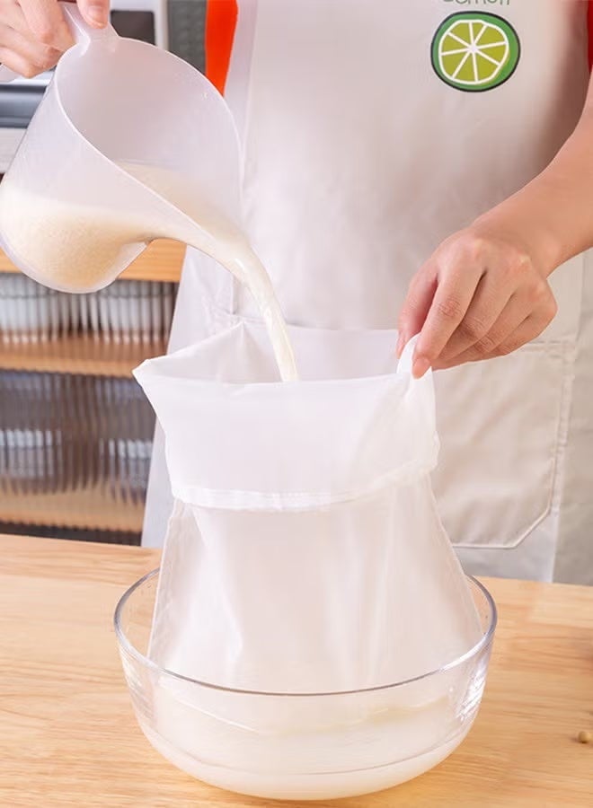 اتش اس 4 قطع من أكياس تصفية حليب الصويا ذات الدرجة الغذائية، أكياس تصفية عصير الخضار، شبكة دقيقة 100 ميش، 20*30 سم، أكياس تصفية الحليب، مصفاة غذائية متعددة الاستخدامات، قماش جبنة نايلون. - Image 5