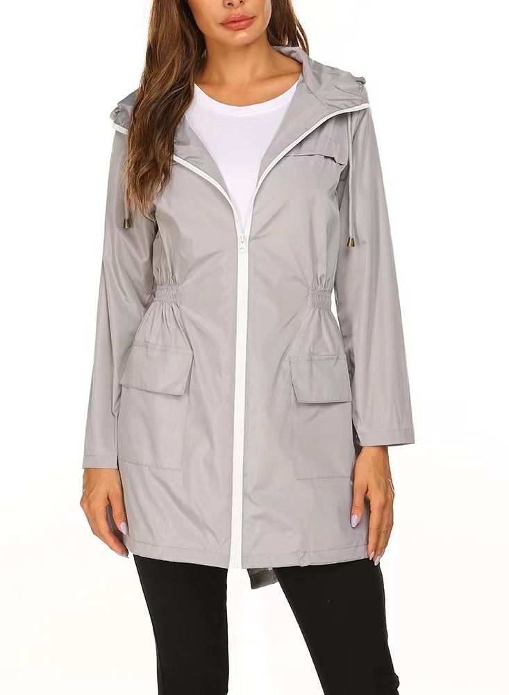 Loquat Autumn Winter Women's Hooded Windbreaker Casual Long Coat 
