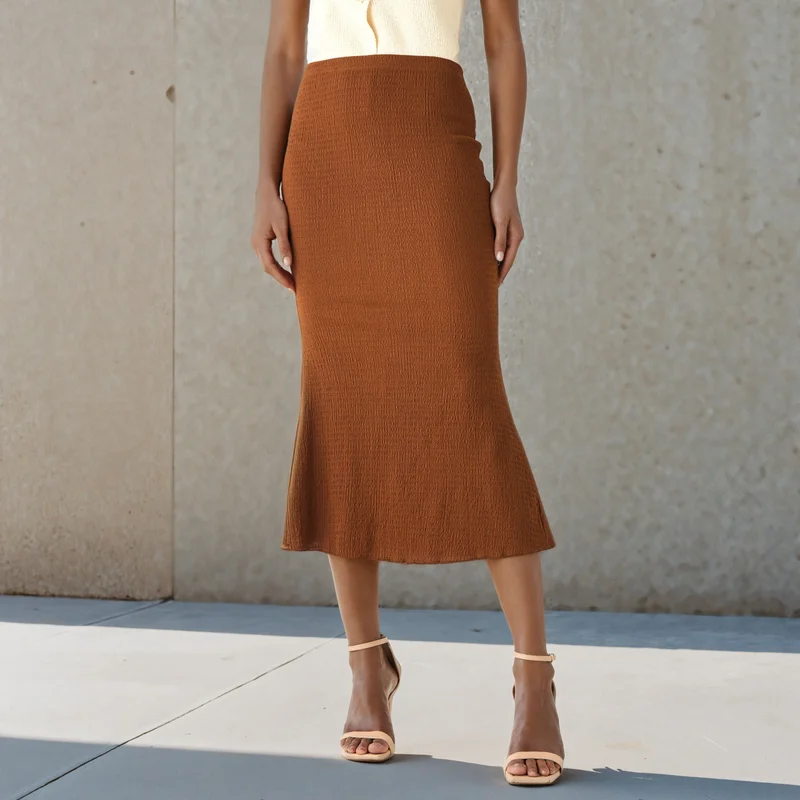 Midi A-line Textured Skirt
