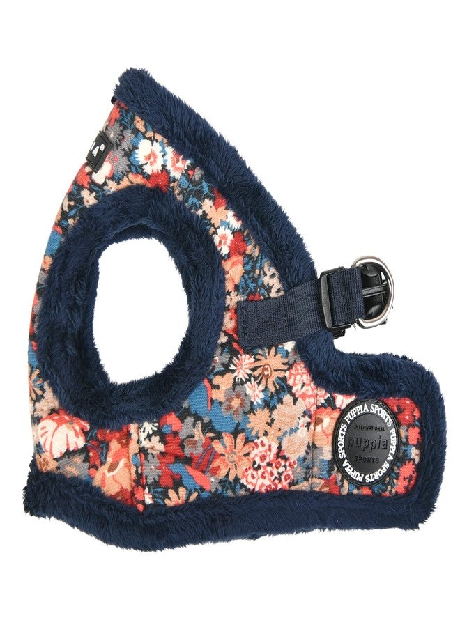 Puppia Gianni Vest Dog Harness Step-in Warm Winter Flower Pattern for Small and Medium Dog, Navy, X-Large - Image 1