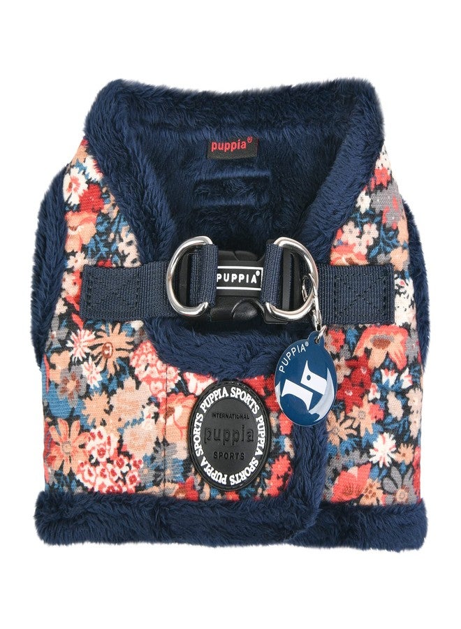 Puppia Gianni Vest Dog Harness Step-in Warm Winter Flower Pattern for Small and Medium Dog, Navy, X-Large - Image 2
