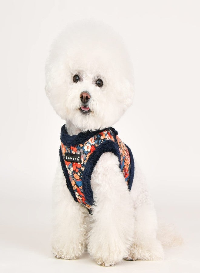 Puppia Gianni Vest Dog Harness Step-in Warm Winter Flower Pattern for Small and Medium Dog, Navy, X-Large - Image 5