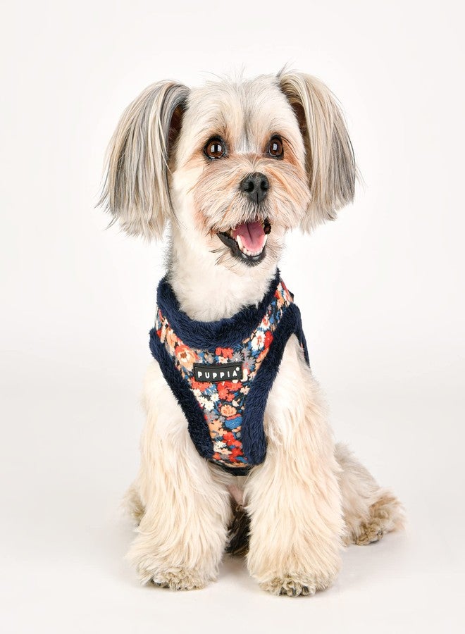Puppia Gianni Vest Dog Harness Step-in Warm Winter Flower Pattern for Small and Medium Dog, Navy, X-Large - Image 4
