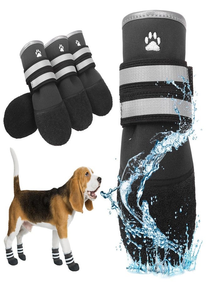 كولتيل أحذية كولتايل للكلاب للأرصفة الساخنة، أحذية صيفية للكلاب الصغيرة والمتوسطة والكبيرة، أحذية مقاومة للماء ومضادة للانزلاق للكلاب، وواقيات لأقدام الكلاب للأرضيات الخشبية، أحذية مائية داخلية وخارجية، أسود - Image 1