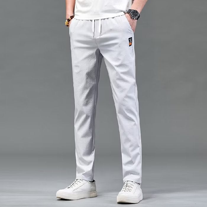 Hong Kong Style Thin Ice Silk Pants Men'S 2023 Trendy Straight Pants Slim-Fit Trousers Sports Trendy Brand All-Match Quick-Drying Casual Pants - Image 1