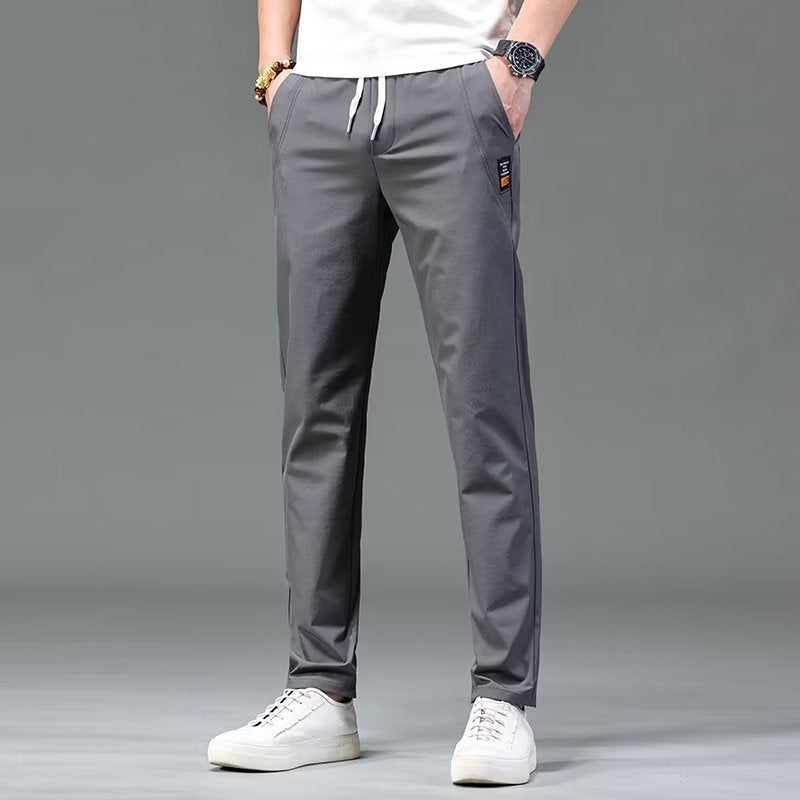 Hong Kong Style Thin Ice Silk Pants Men'S 2023 Trendy Straight Pants Slim-Fit Trousers Sports Trendy Brand All-Match Quick-Drying Casual Pants - Image 3
