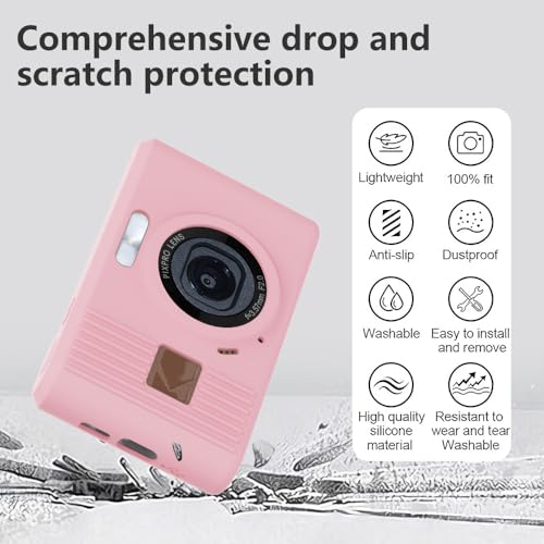 Tedubax Silicone Case for kodak pixpro C1 Digital Camera with 2PCS Screen Protector and Lanyard - (Pink) - Image 3