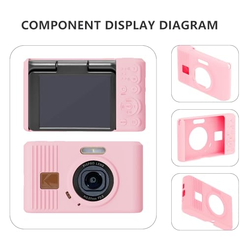 Tedubax Silicone Case for kodak pixpro C1 Digital Camera with 2PCS Screen Protector and Lanyard - (Pink) - Image 4